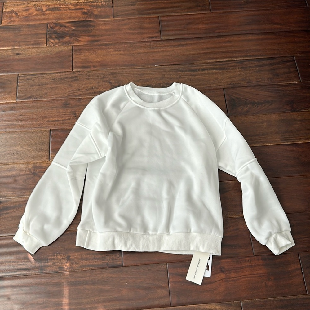 White crew neck sweatshirt, size small